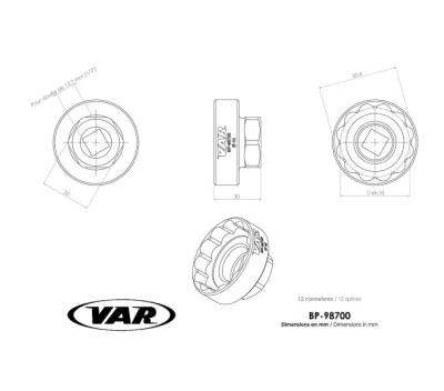 VAR Innenlagerwerkzeug BP-98700 SRAM DUB, Race Face, Rotor BSA30, Zipp Vuma 46 mm Produktbild 1